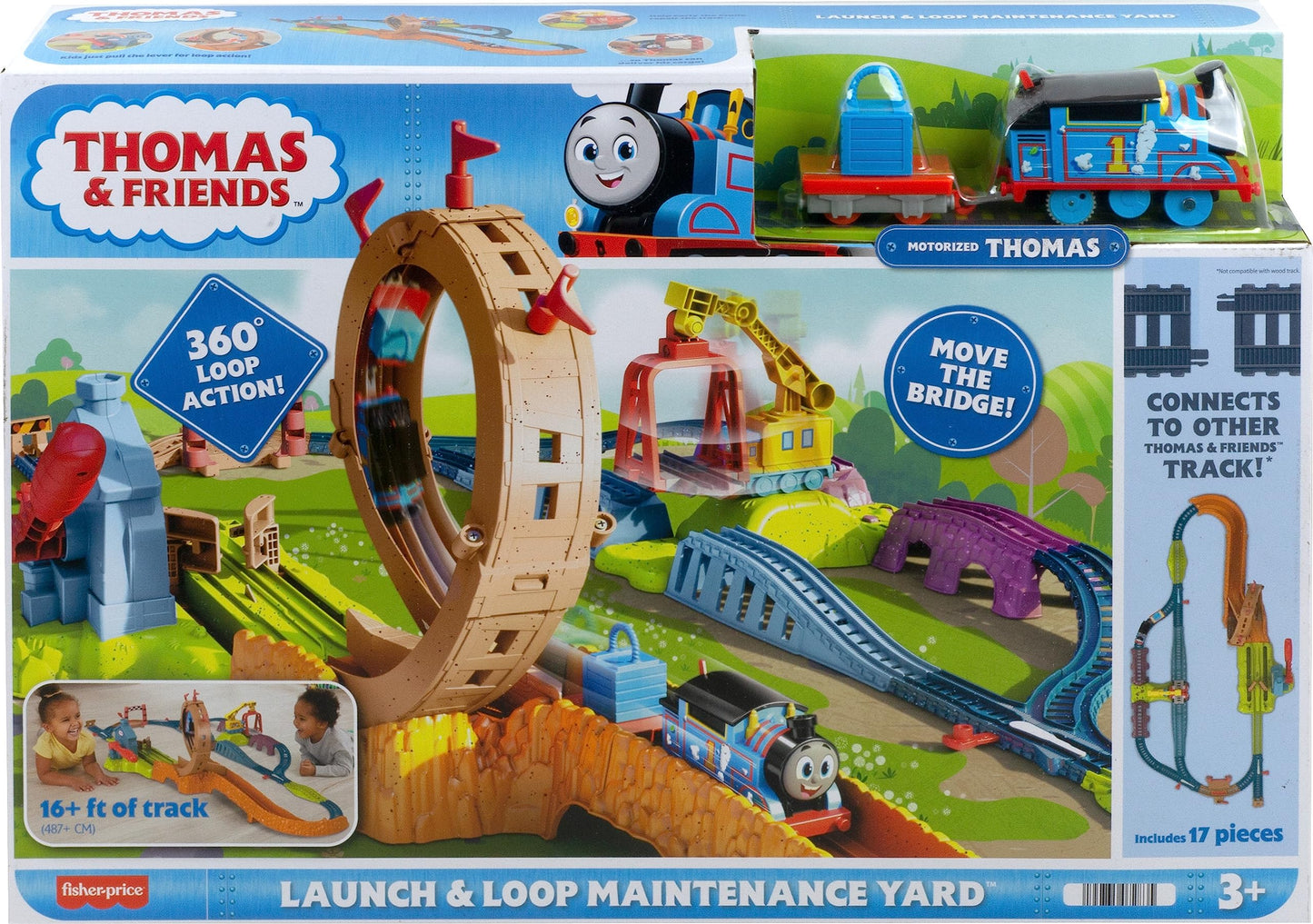 Thomas & Friends Toy Train Set Loop & Launch Maintenance Yard with Thomas Motorized Engine & Carly The Crane for Kids Ages 3+ Ye
