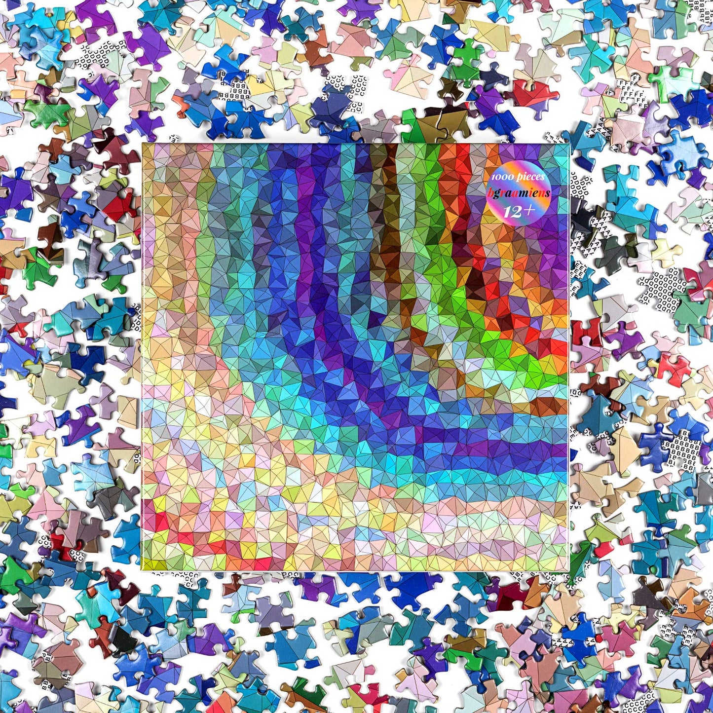 Bgraamiens Puzzle-Rainbow Triangle-1000 Pieces Square Puzzle Color Challenge Jigsaw Puzzles For Adults And Kids