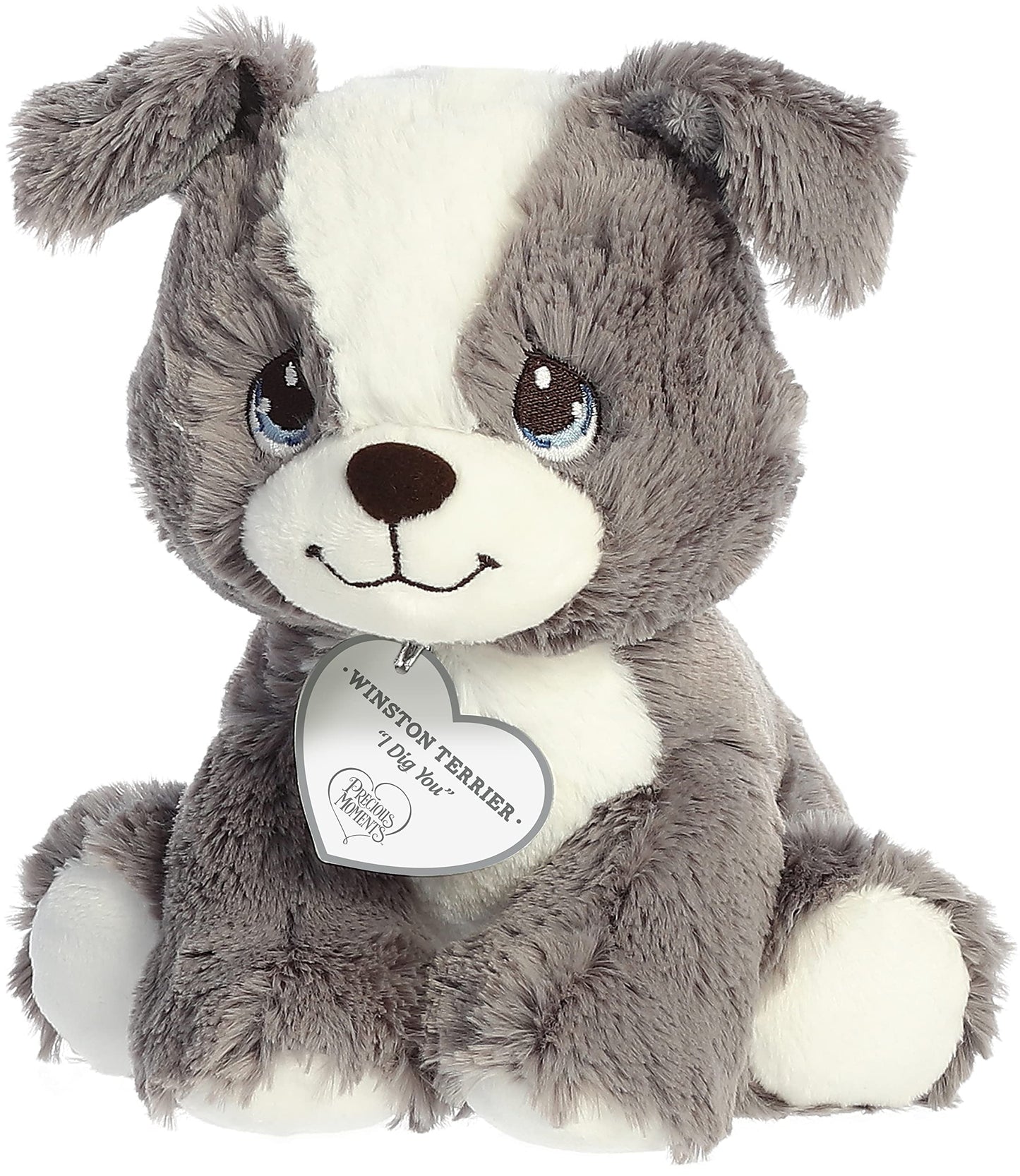 Aurora® Inspirational Precious Moments™ Winston Terrier Stuffed Animal - Cherished Memories - Enduring Comfort - Gray 8.5 Inches
