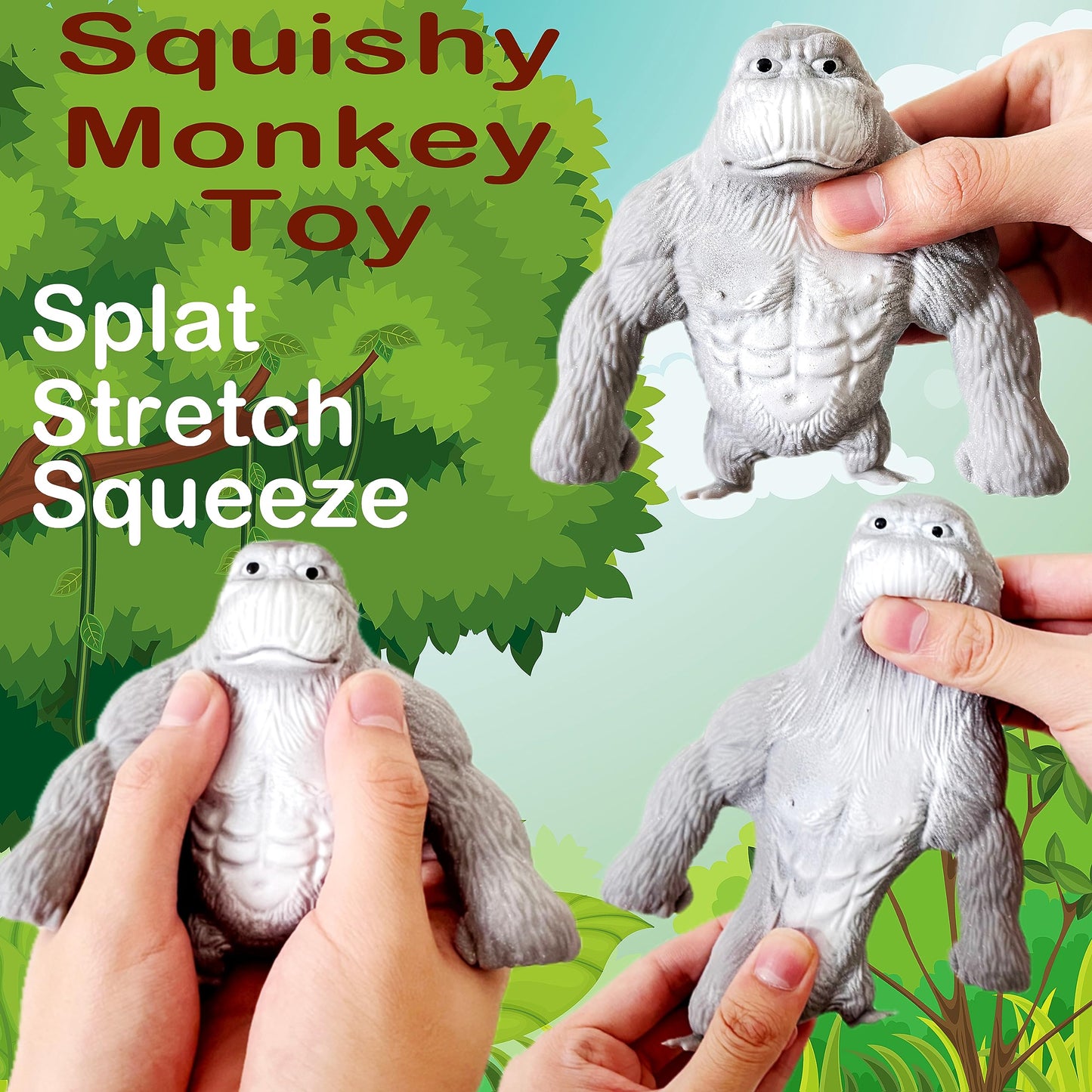 Stretchy Monkey World Toy Squishy Monkey Squishies (1-Pack) Splat Monkey Gorilla Toy Stretch Monkey Squishy Toys Stress Relief T