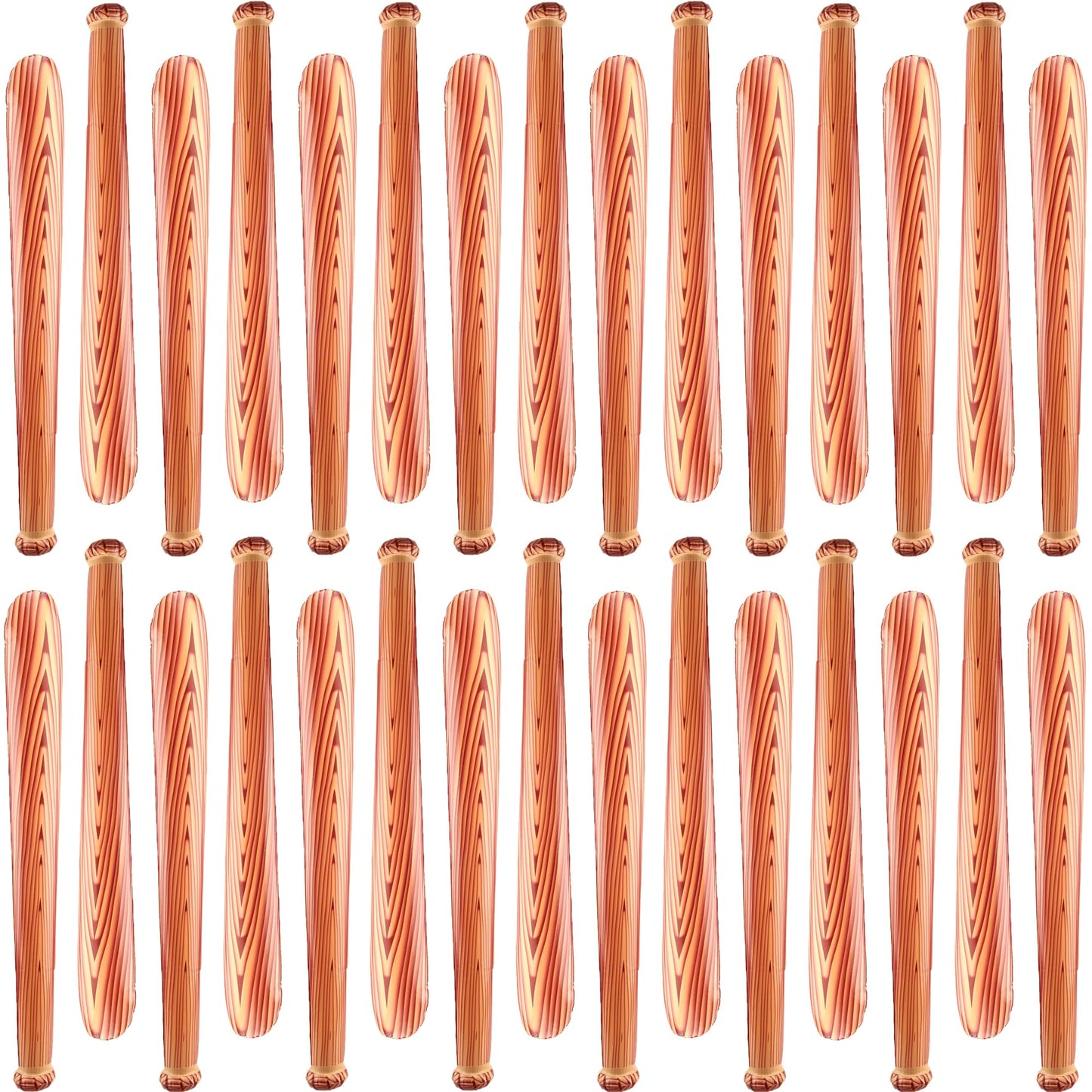Sonarun 30 Pack 31.5 Inch Inflatable Baseball Bat Wood Grain Pattern Baseball Bat Inflates Blow up Baseball Bat for Carnival Poo