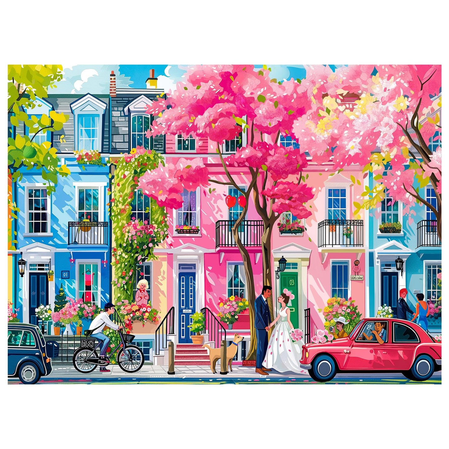 All4Jig Happy Street Fun Jigsaw Puzzles For Adults And Kids, 500 Pieces, 19.02'' X 14.02'', Christmas Secret Santa Gift, White E