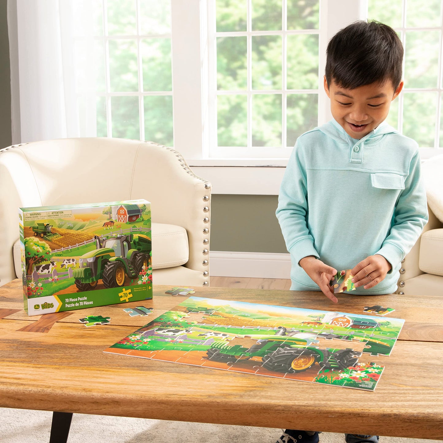John Deere Farm Kids Puzzle - Kids And Toddler Puzzle With Large Durable Pieces - Toddler Learning Toys For Early Childhood Development - Kids Puzzles - 70 Piece - Puzzle For Kids Ages 4 And Up
