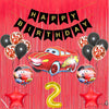 2Nd Car Theme Happy Birthday Banner Decoration Black For 2 Year Old Baby Boys Girls Kids 5 Pc Lightning Macqueen Theme 10 Pc Con