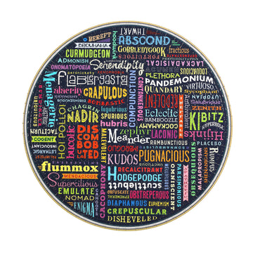 eeBoo Piece and Love 500 Great Words Round Jigsaw Puzzle, Glossy Sturdy Cardboard, 1 Count, Antis Color-t-3-209, Model PZFGWD