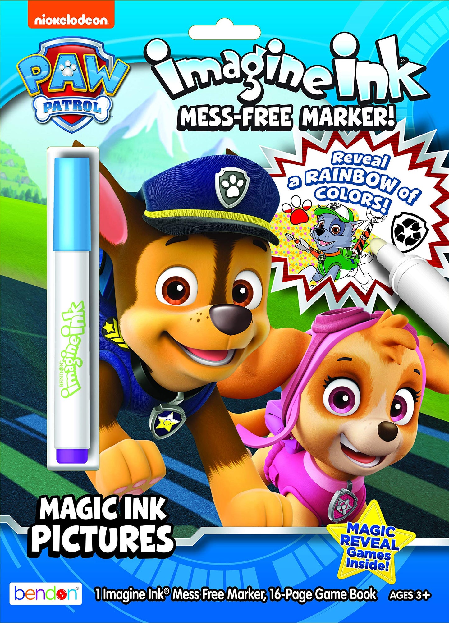 Paw Patrol Imagine Ink 16 Page Magic Ink Coloring Book And 1 Mess Free Marker Bendon 47089