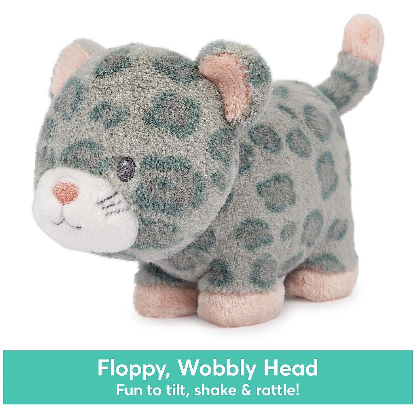 Gund Baby Safari Friends Collection Plush Leopard With Chime, Sensory Toy Stuffed Animal For Babies And Newborns, Gray/Pink, 7''