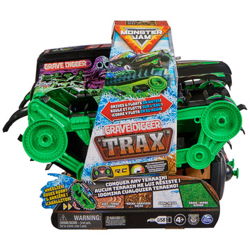 Monster Jam, Official Grave Digger Trax All-Terrain Remote Control Outdoor Vehicle, 1:15 Scale, Kids Toys for Boys and Girls Age