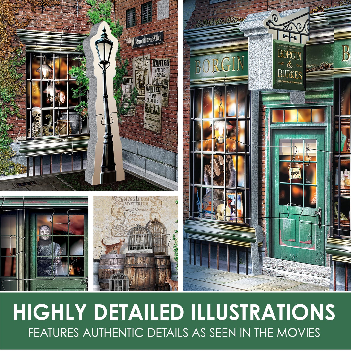 Wrebbit3D Harry Potter 3D Puzzle Model Of Borgin And Burkes | Diagon Alley Collection |270 Jigsaw Puzzle Pieces | Build And Journey Through The Wizarding World