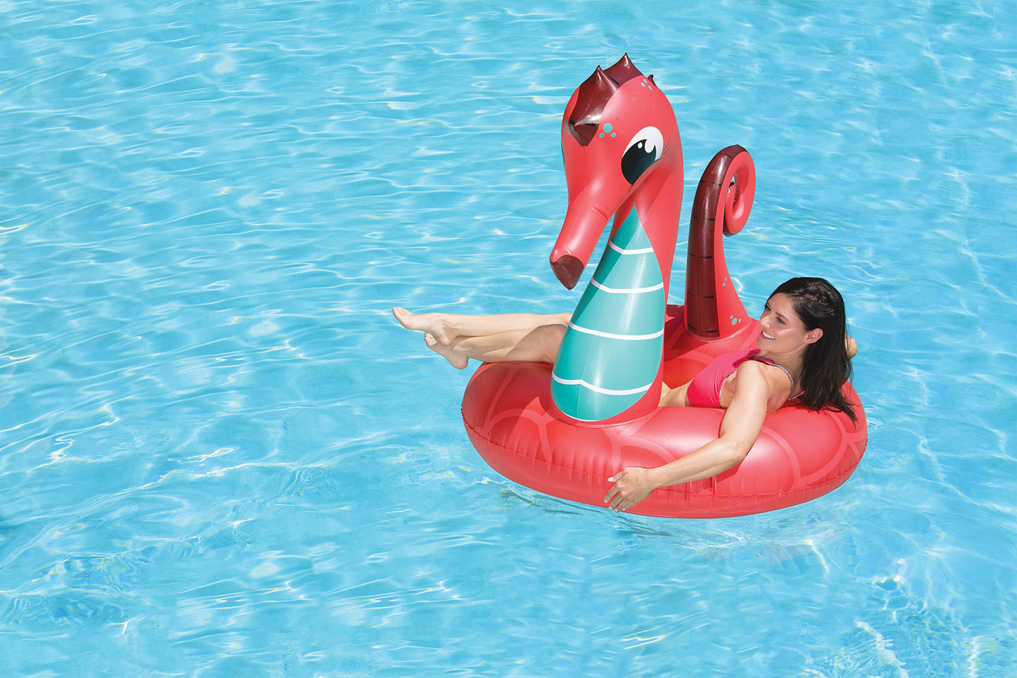 Poolmaster 48-Inch Inflatable Swimming Pool Party Float, Seahorse, Coral