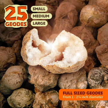 Break Your Own Geodes - Hollow White Moroccan 1' - 2.5' Large, Medium, Small Geode For Kids - Science Kits For Kid Ages 8-12, 8-10, 12-14 Age - Discovery Toys Gifts