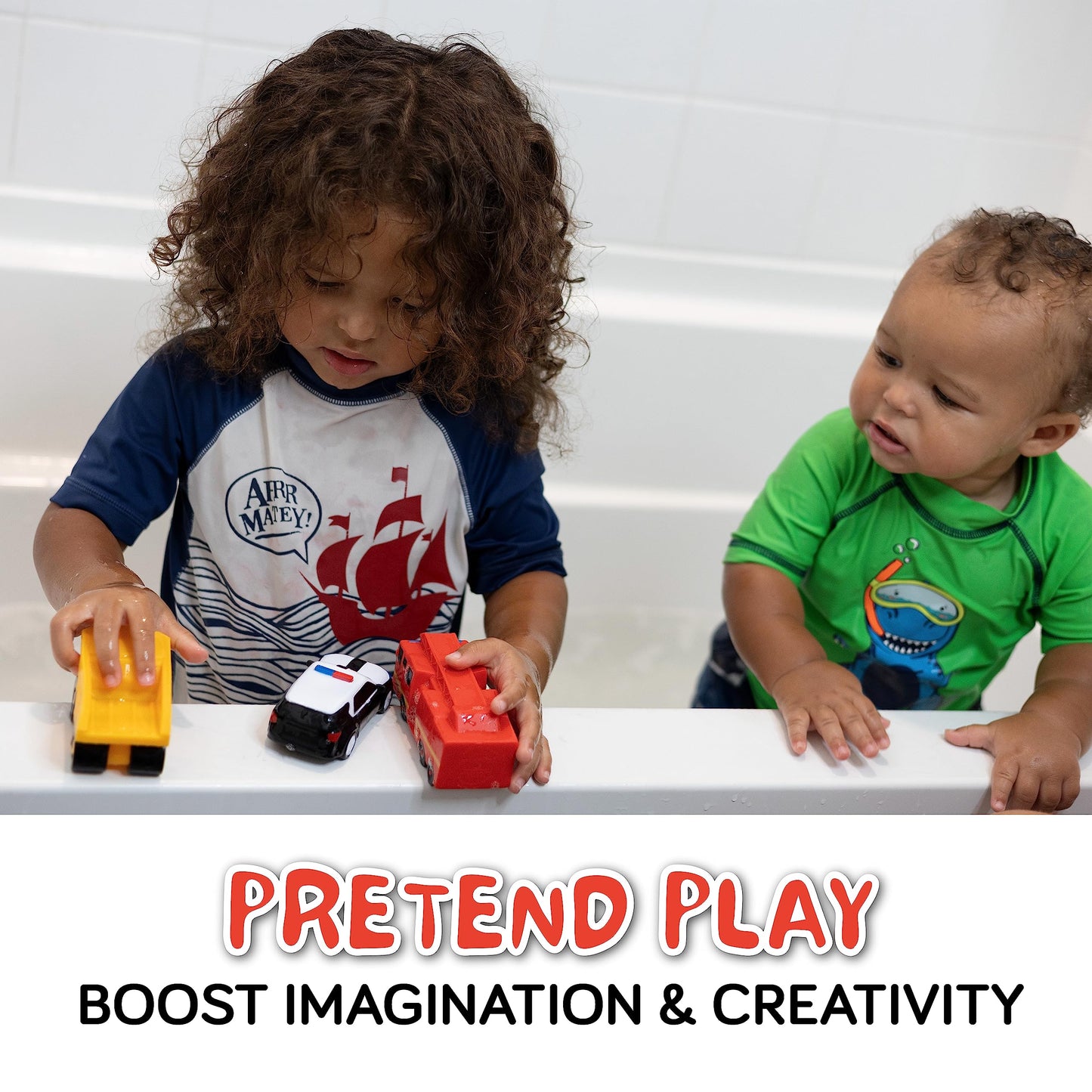 SplashEZ Mold Free Bath Toys Set for Babies & Toddlers, BPA-Free Car Water Vehicles, Fun Infant Bath Toys Ages 1-3, Small Size