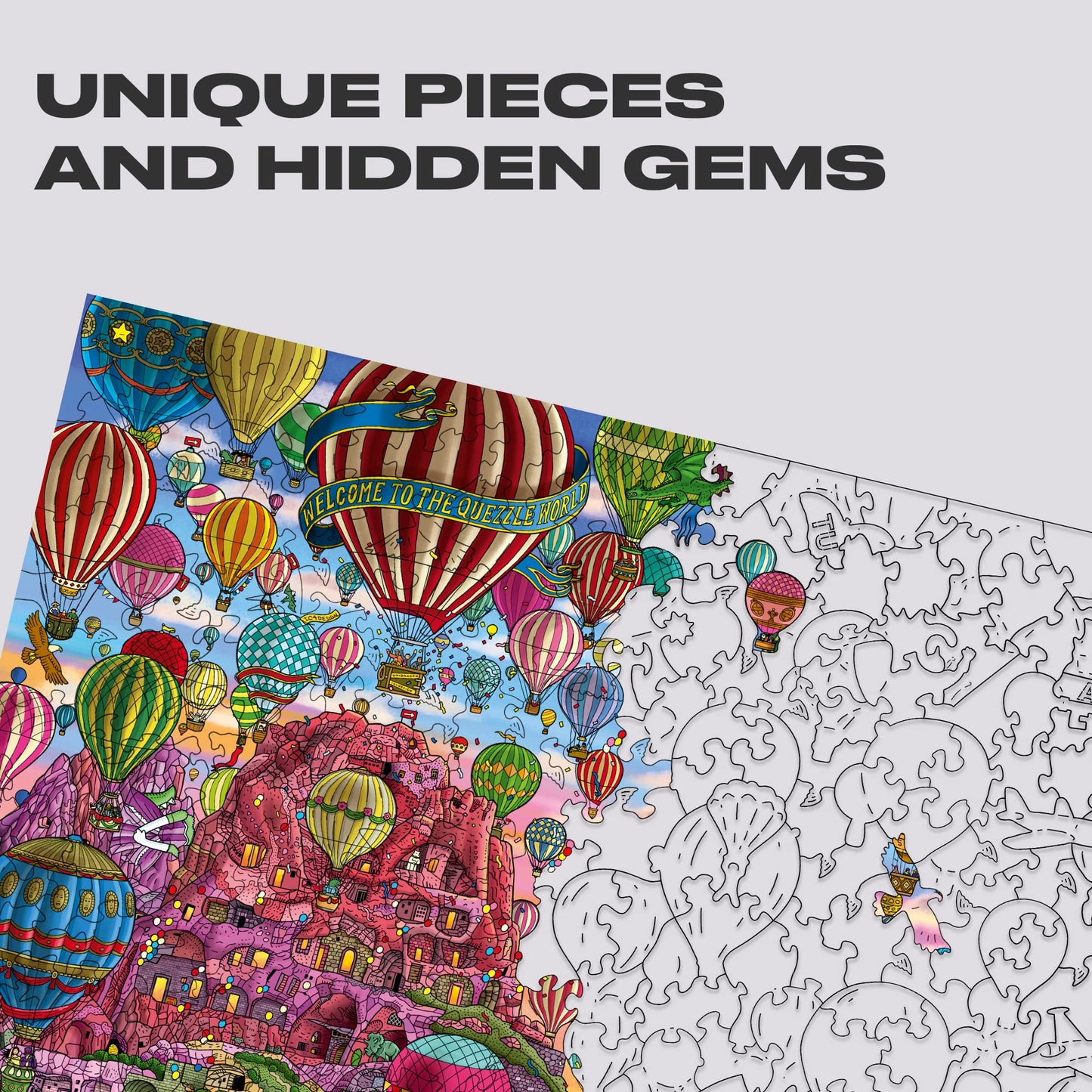 Unidragon Original + Ic4 Design Wooden Jigsaw Puzzle For Adults And Kids, Puzzle Board Game, Quezzle Amazing Cappadocia, Part 1, 250 Pieces, 14.1 By 9.8 Inches
