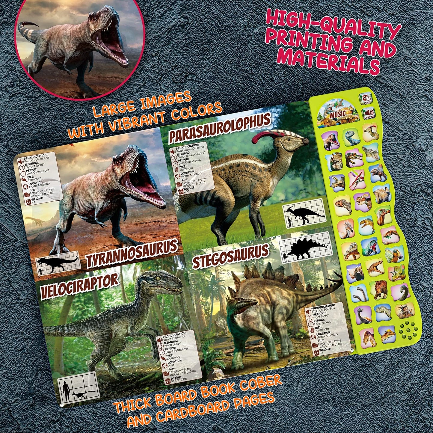 Dinosaur Toys For Kids 3-5 Dinosaur Book With Sounds 30 Species Names & Realistic Sounds Interactive Dinosaur Toys For Boys Girls Kids 2 3 4 5 6 7 Year Old Dinosaur Toys For Kids Gifts