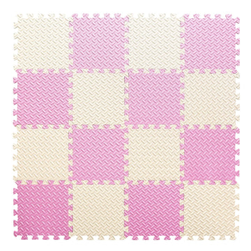 Tamiplay Foam Play Mat For Baby, 0.4 Inch Thicked Interlocking Floor Mats With Solid Colors, Squares Baby Play Mat, Eva Foam Puzzle Floor Mat Foam Mats For Kids, Toddlers, 16 Tiles(Beige/Pink)