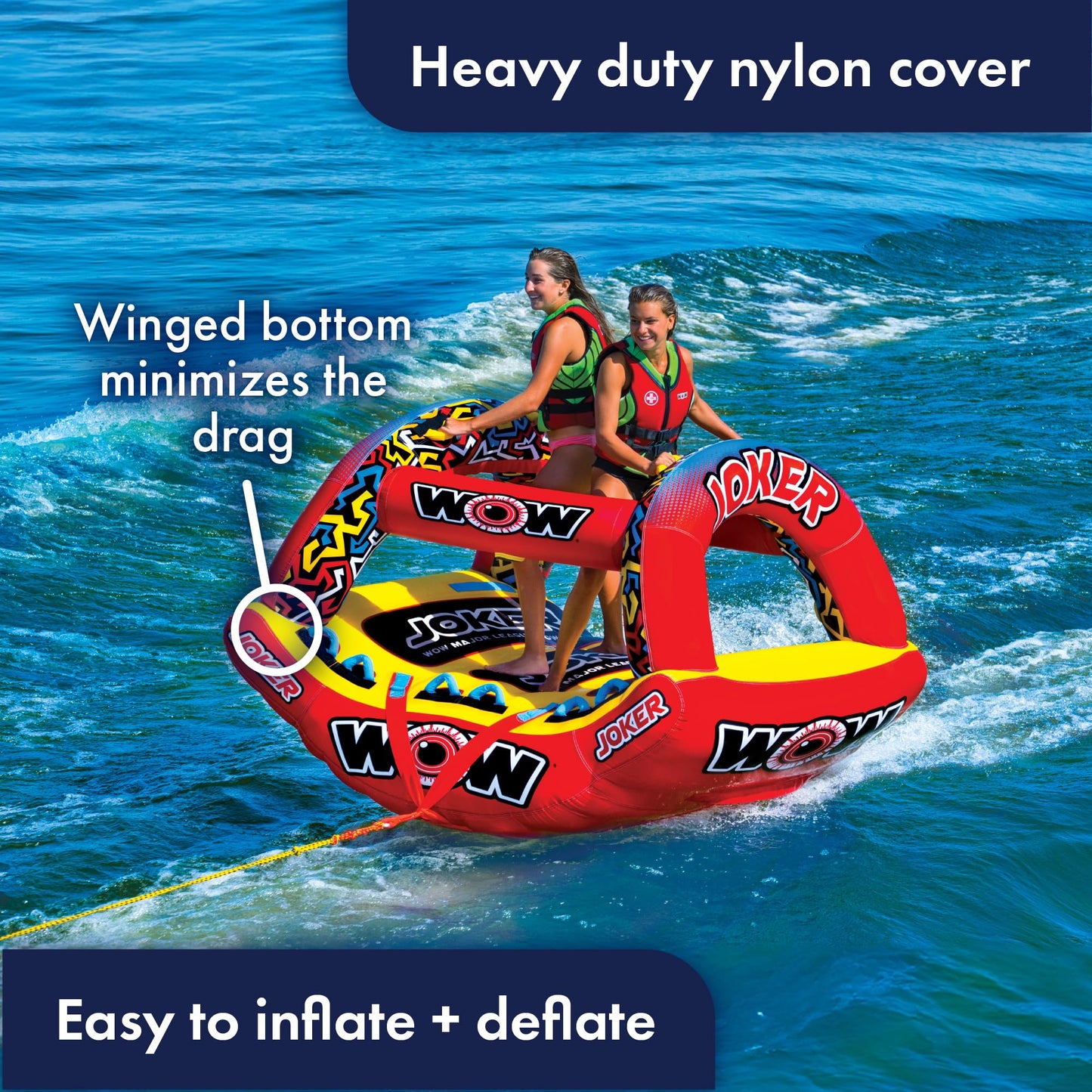 Wow Sports Joker Towable Tube For Boating - 1 To 3 Person Towable - Standing Tubes For Boating