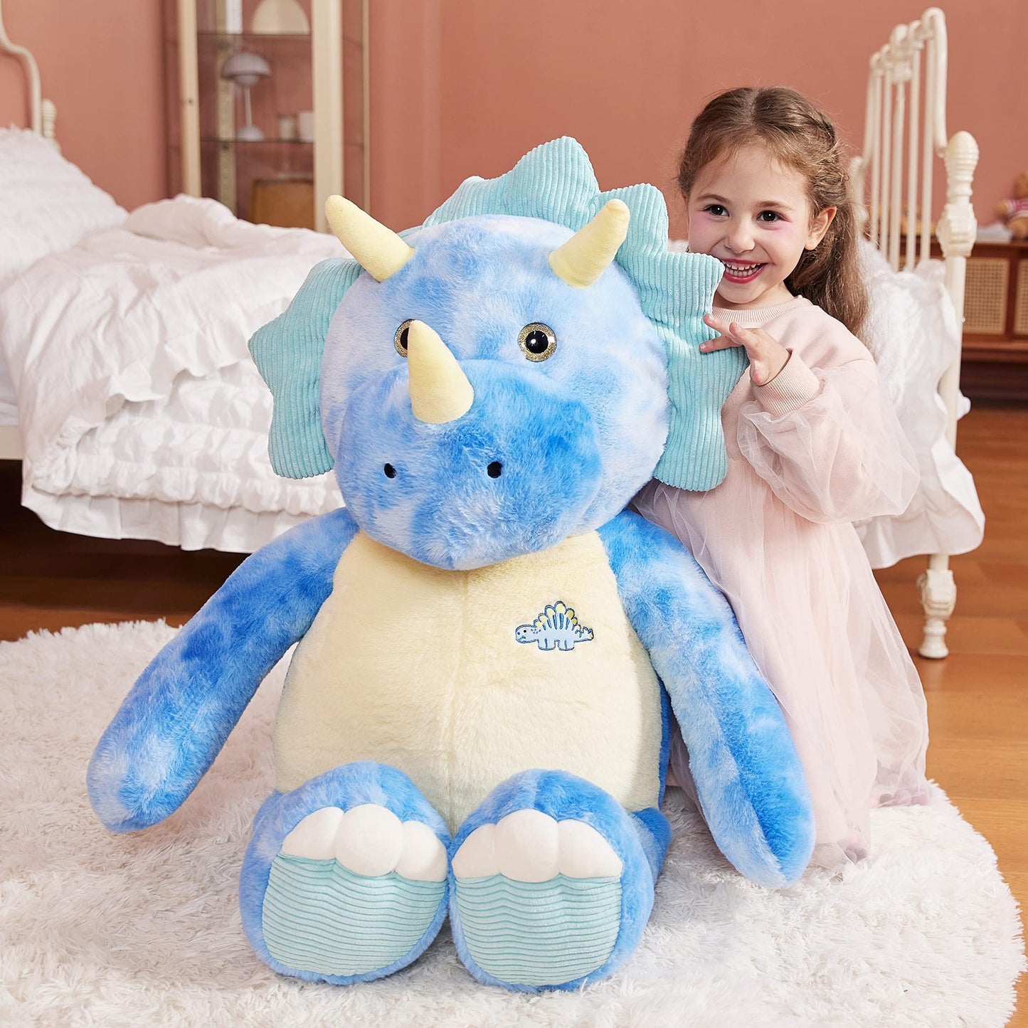 Ikasa Giant Triceratops Stuffed Animal Plush Toy,30' Large Dinosaur Big Jumbo Soft Toys, Huge Size Cute Fluffy Plushy Fat Plushie,Gifts For Kids