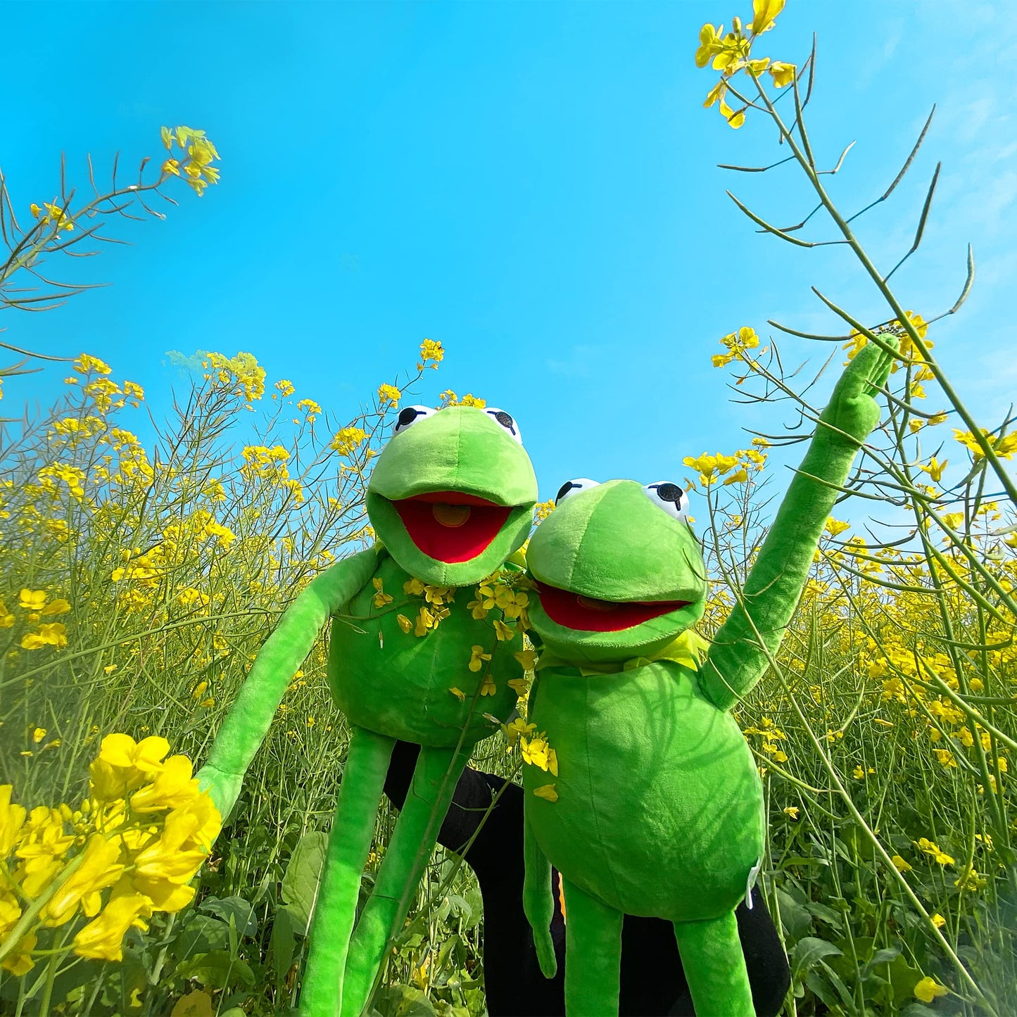 Kermit Frog Puppet, The Muppet Show, Soft Hand Frog Stuffed Plush Toy with 50 Pcs Kermit Frog Stickers, 28 Inches