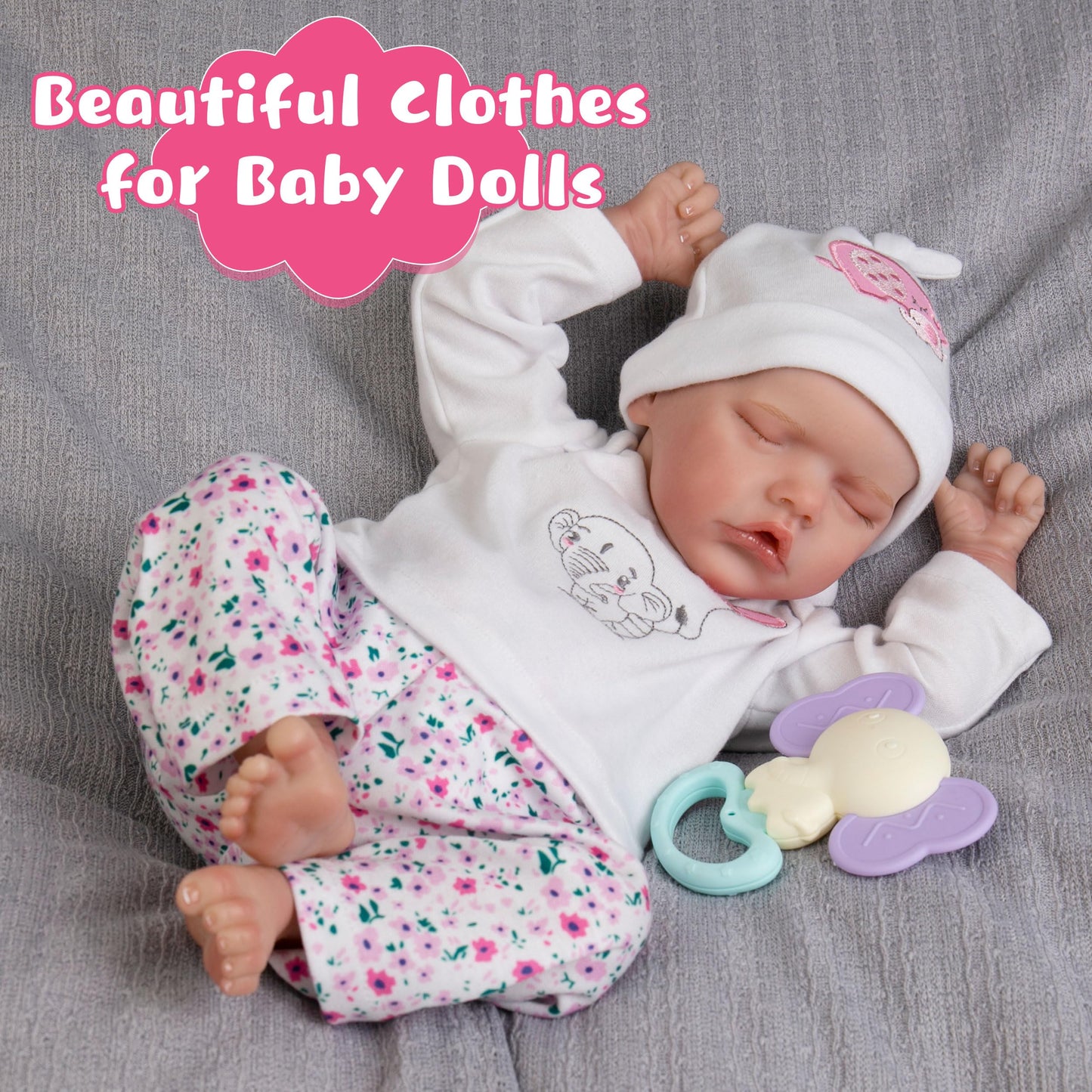 Ekokiz Reborn Baby Dolls Clothes Girl Perfectly Cute Baby Dolls Clothes 17-22 Inches Baby Doll Accessories White Baby Clothes Fo