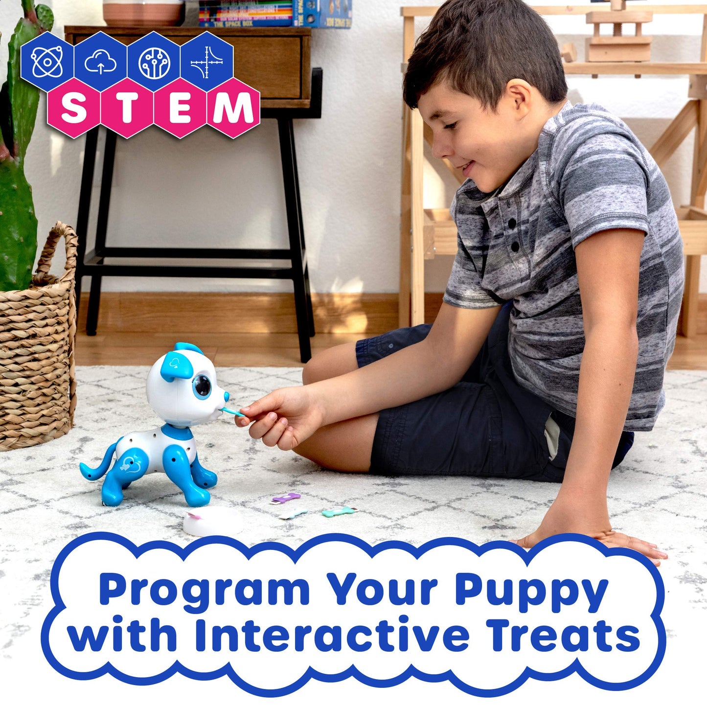Robo Pets Robot Dog Toy For Girls And Boys - Remote Control Robot Toy Puppy With Leds, Sound Fx, Interactive Hand Motion Gestures, Stem Toy Program Treats, Dancing And Walking Rc Robot For Kids (Blue)