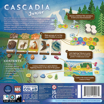 AEG Cascadia Junior Board Game - 2-4 Players, Ages 6+, Cardboard, Blue, Model AEG-1023