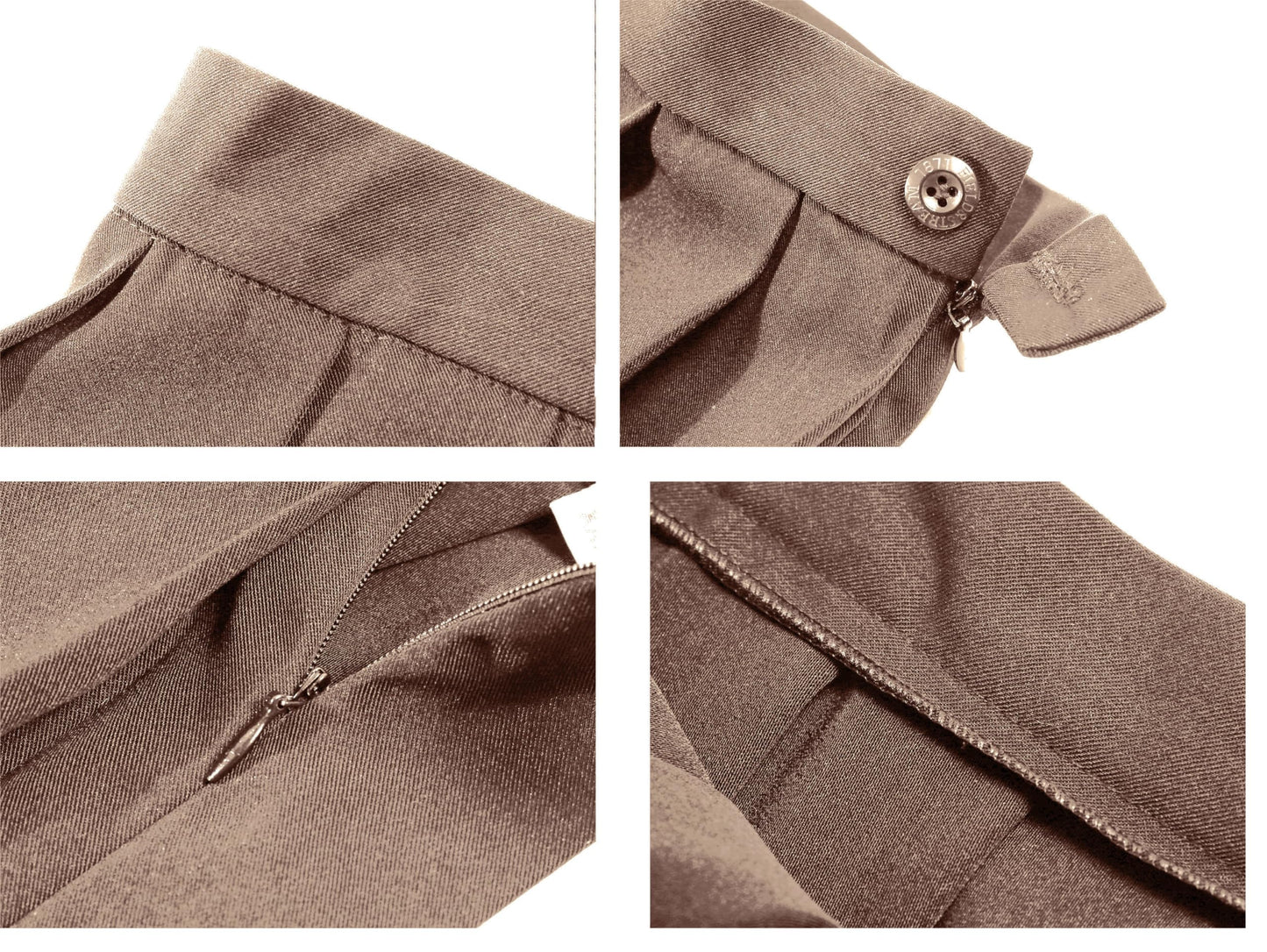 Beautifulfashionlife Women`S School Uniform High Waist Flat Pleated Skirts (4Xl,Dark Brown)