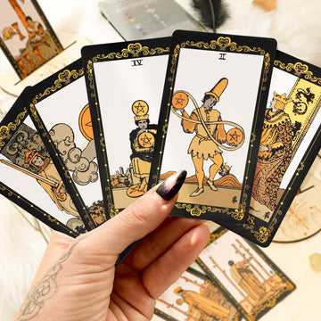 Tarot Cards With Guide Book, 78 Black Tarot Cards Set With Tarot Cloth, Chakra Stones, Tarot Bag And More, Classic Tarot Cards For Beginners Kit, Tarot Deck Fortune Telling Game