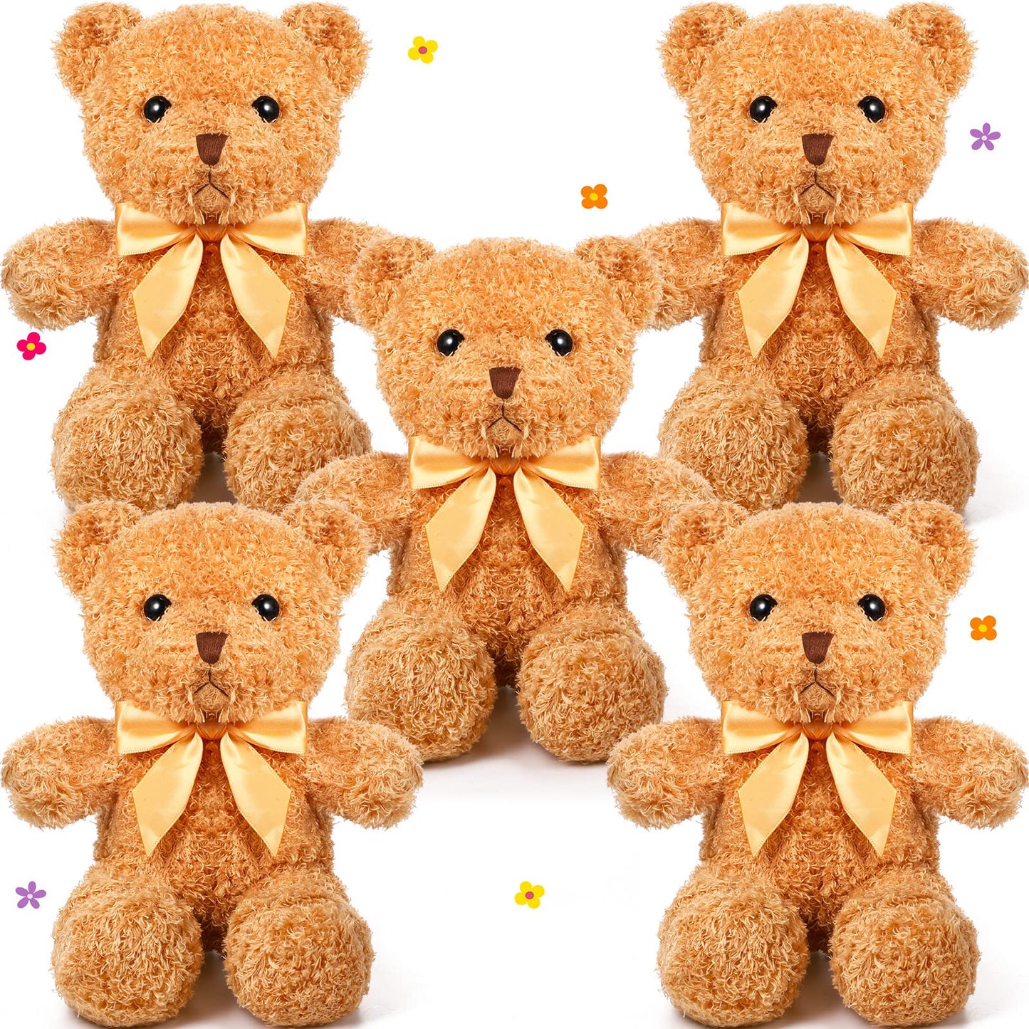 5 Pcs Bears Stuffed Animal Soft Plush Toys 12 Inches Cute Bear Small Shaggy Bear With Hoodie Bow Tie For Kids Boys Girls Baby Sh