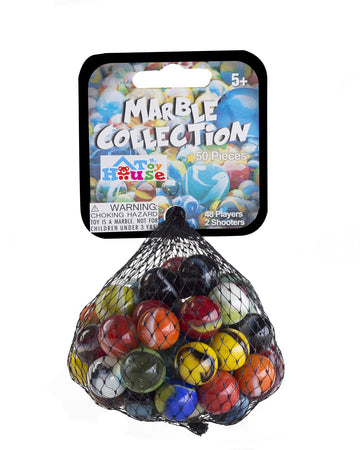 Ader Products 50 Piece Marbles Set - Colorful Glass Marbles For Kids Marbles Game | 48 Players And 2 Shooter