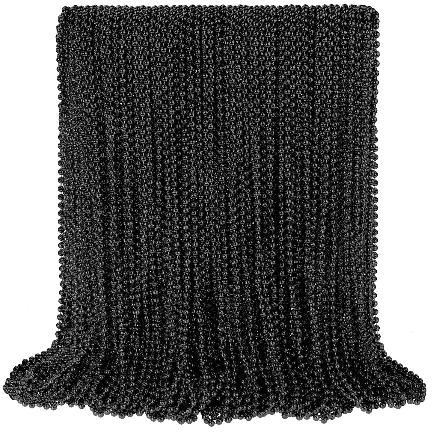 100 PCS Black Bead Necklaces, Black Mardi Gras Beads, New Year Eve Necklaces, 33 Inch Round Halloween Beaded Necklaces, Party Be