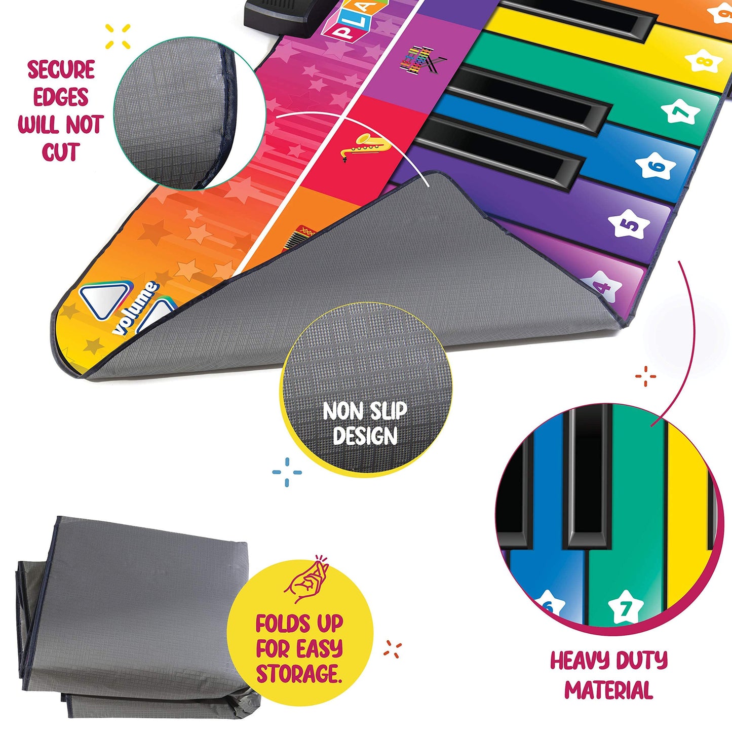 Play22 6 Ft. Floor Piano Mat For Toddlers - Giant Piano Playmat, 24 Keys, 8 Musical Instruments, Adjustable Vol, Built In Songs, Record & Playback - Best Musical Toy Gift For Boys & Girls Ages 3-10