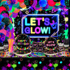 Glow Neon Party Supplies - Glow In The Dark Birthday Let'S Glow Backdrop Banner, Plates, Glow Sticks, Tablecloths, Cups, Napkins, Neon Balloons, For Blacklight Party Decorations Serves 20 (Set A)