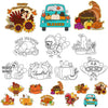 Thanksgiving Coloring Arts Crafts Kits - 30Pcs Fall Color Your Own Magnets for Kids Turkey Pumpkin Blank DIY Coloring Magnets fo