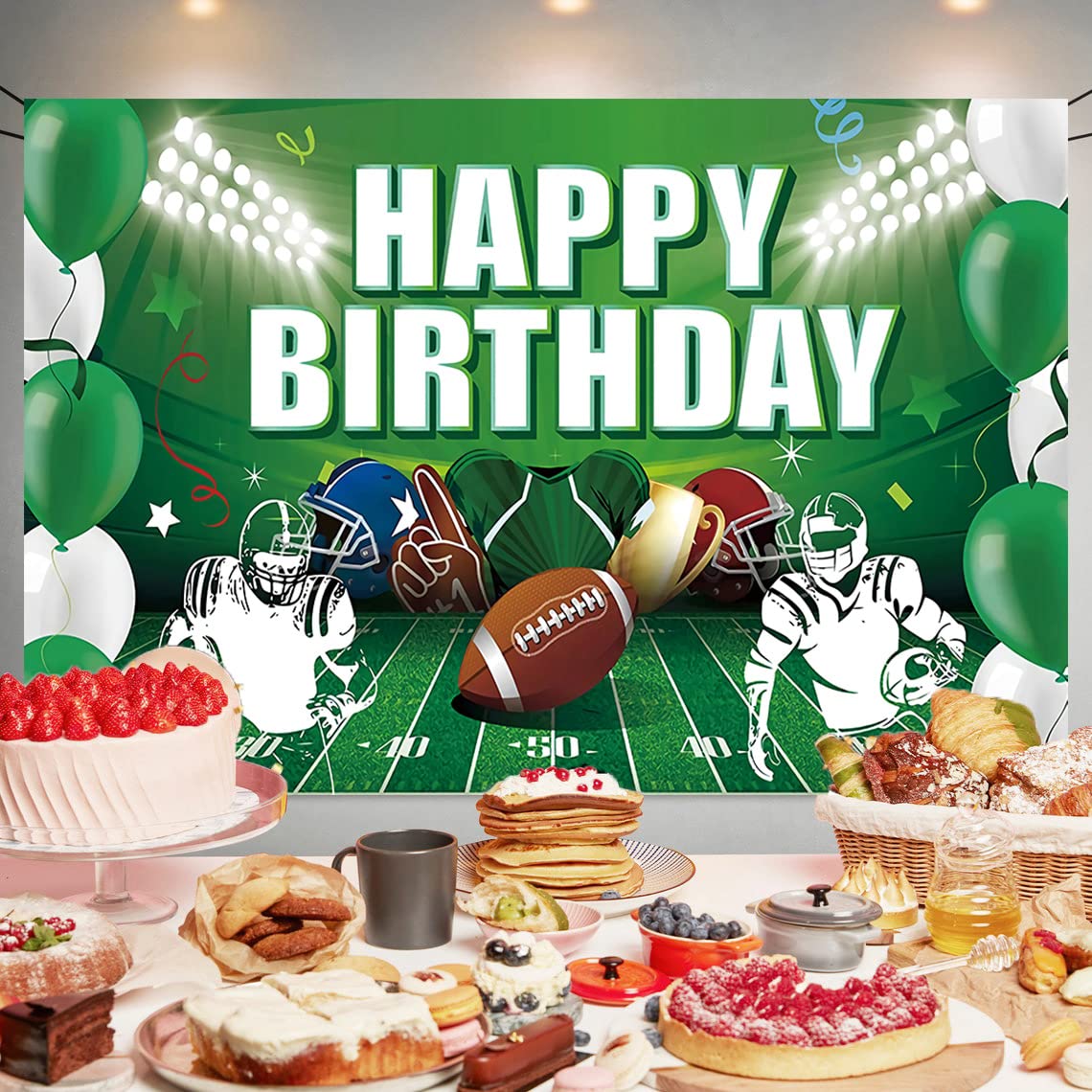 Football Birthday Party Decoration Football Happy Birthday Backdrop Photo Background Banner Poster For Football Party Decoration