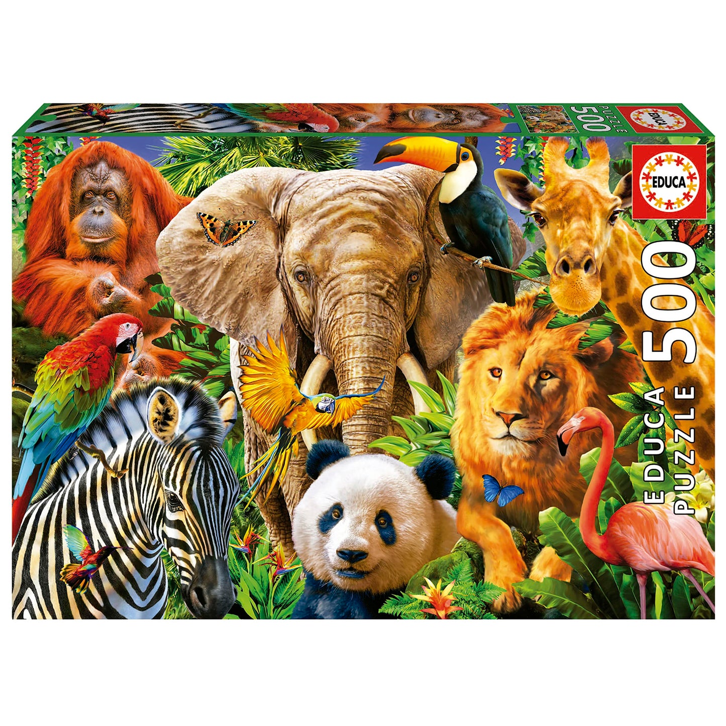 Educa - Wild Animal Collage - 500 Piece Jigsaw Puzzle - Puzzle Glue Included - Completed Image Measures 18.9' X 13.4' - Ages 14+ (19550)