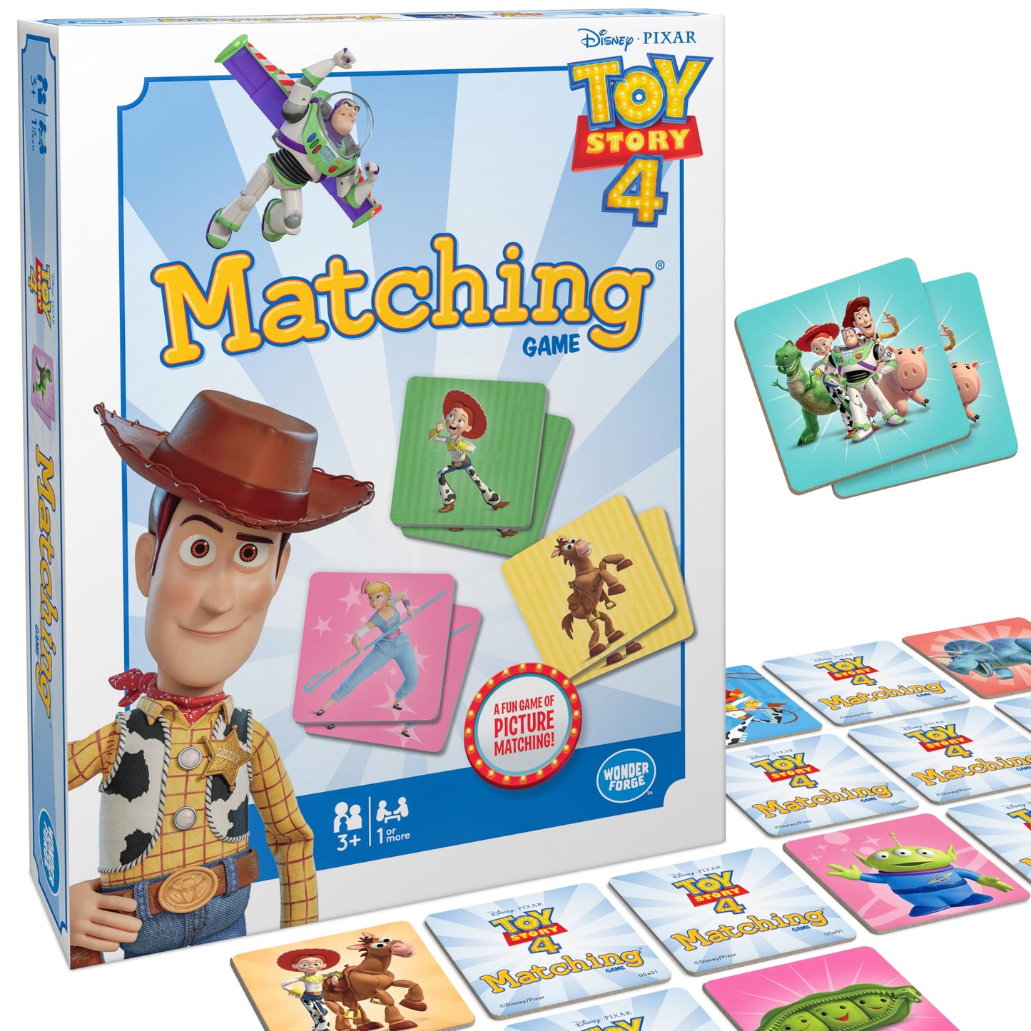 Wonder Forge Toy Story 4 Matching Game | Build Focus And Memory With Woody, Buzz, And Beloved Pixar Characters | Fun And Engagin