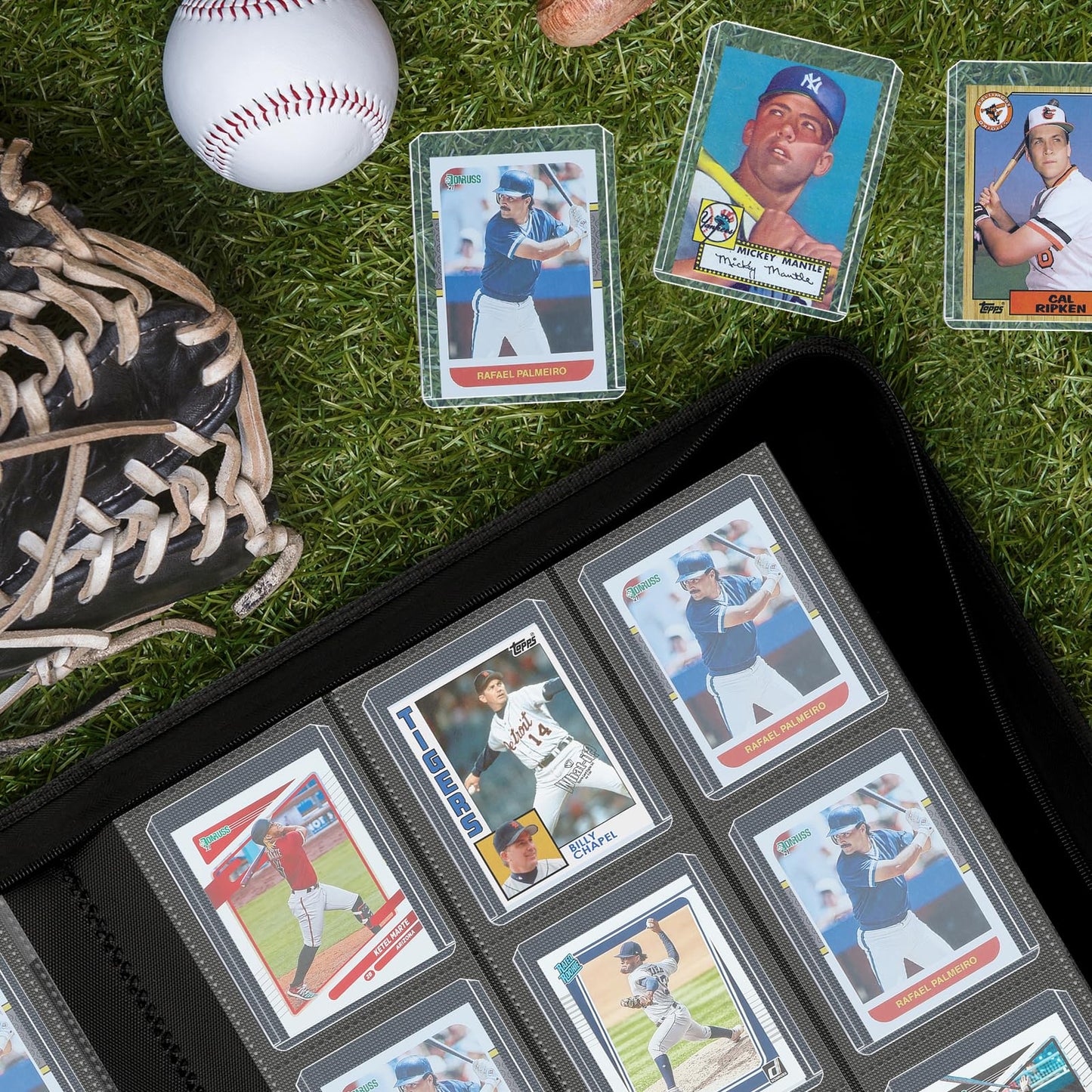 Toploader Binder Trading Card Binder Storage Hold up 288 Cards 9-Pocket Top Loader Binder with Sleeves for 3x4 Rigid Toploaders Hard Cases(9Pink7)