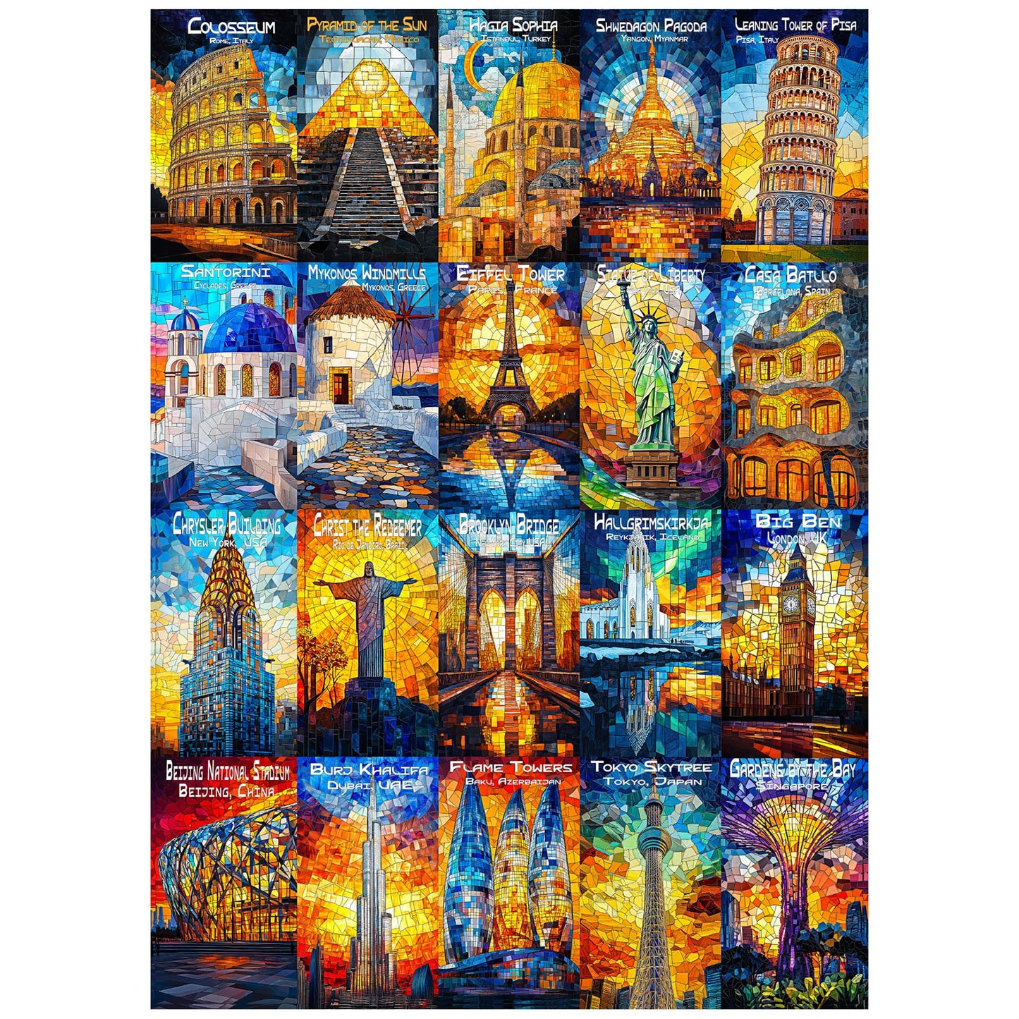 ALL4JIG World Landmark Fun Jigsaw Puzzles for Adults and Kids, 1000 Pieces, Christmas Secret Santa Gift, White Elephant Gifts, N