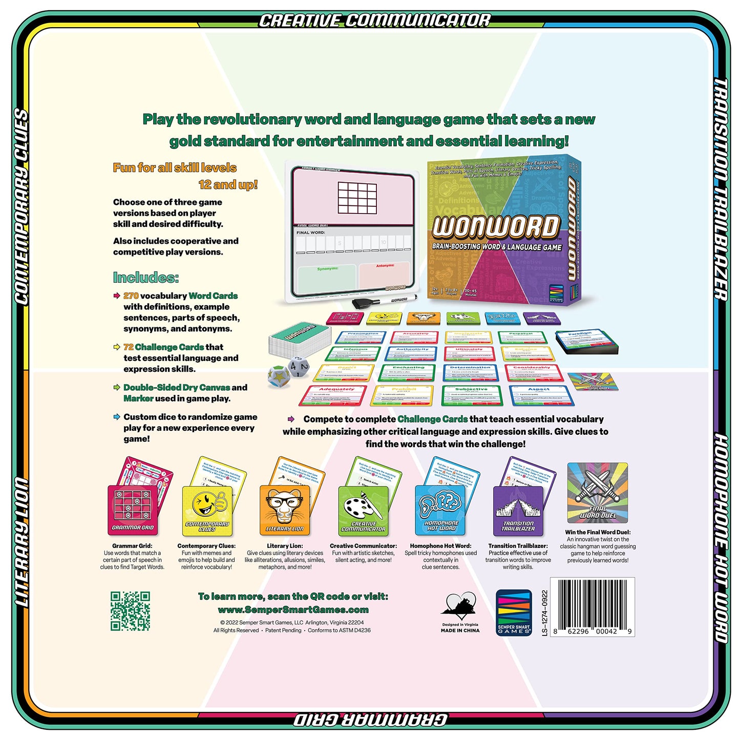 Semper Smart Games Wonword Brain-Boosting Word Game. Essential Vocabulary, Critical Language And Creative Expression Made Fun Fo