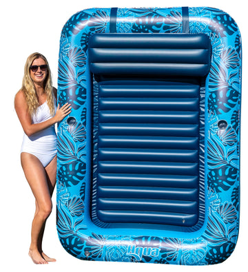 Aqua Inflatable Tanning Pool Lounger - Extra Large (80 X 56 In) - Premium Pool Float With Cupholders And Removeable Pillow For R