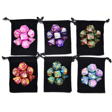SmartDealsPro 6 x 7 Sets (42 pcs) Glitter Polyhedral Dice Sets with Pouches for DND RPG MTG Dungeon and Dragons Table Board Roll