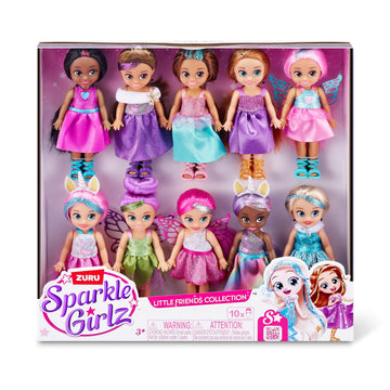 Sparkle Girlz-Dolls-4.7-Fantasy Little Friend Collection Set of 10 by ZURU, Perfect Girls for Kids 3 Years Old and Up