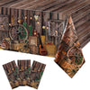Western Party Tablecloth Western Cowboy Party Table Cover Cowboy Theme Plastic Tablecloth Wild West Wooden House Barn Door Table