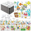 Realspring 24 Pack Color Your Own Jigsaw Puzzles for Kids 3-5, 4-6, 6-8, Coloring Crafts DIY Paper Puzzles Party Favors Gifts fo