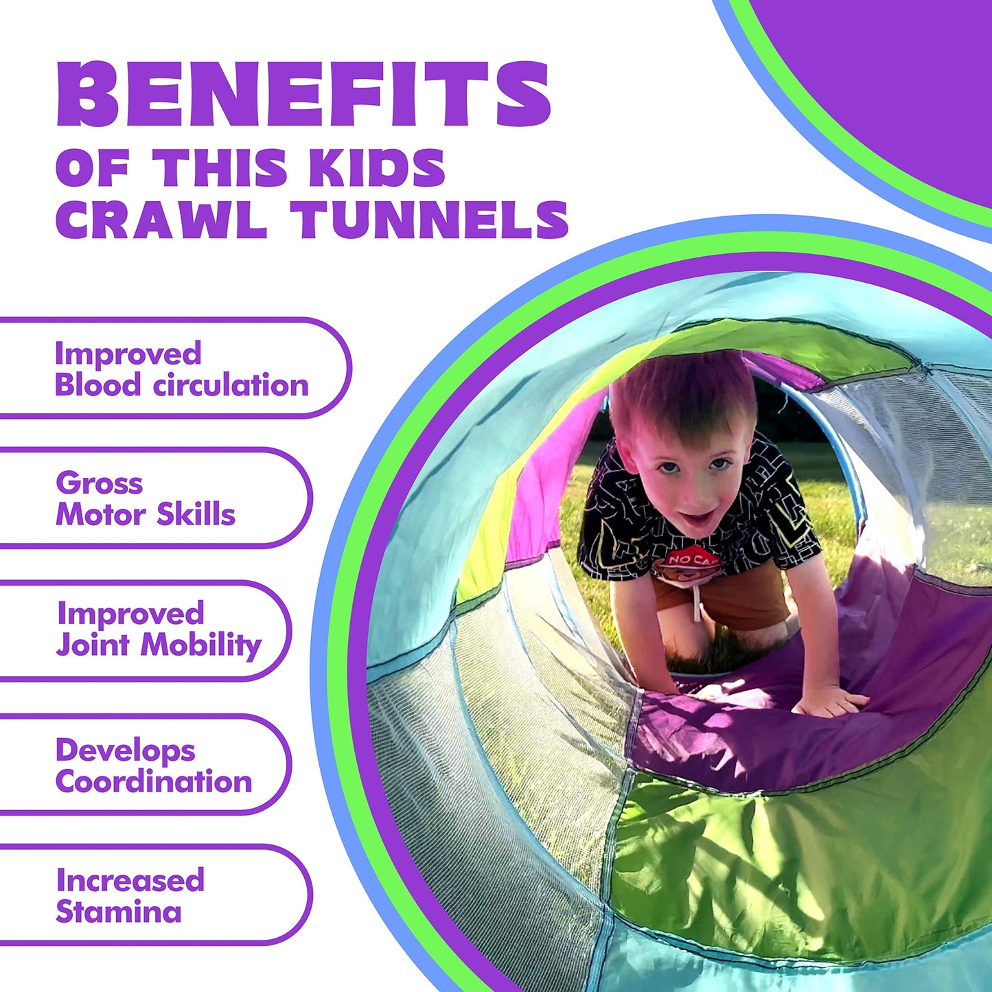 Kids Play Tunnel For Toddlers 1-3, Tunnels For Kids To Crawl Through Indoor Outdoor Pop Up Play Tent For Toddler Babies Children