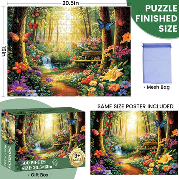 500 Piece Jigsaw Puzzle for mature-themeds Forest Butterfly Jigsaw Puzzle 500 Piece Forest Jigsaw Puzzles for mature-themed Butterfly Puzzles for mature-themeds - Challenging Family Activity Gift 20.5 x 15 Inch