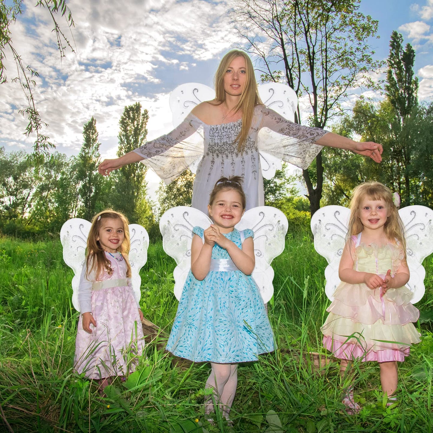 Chivao 10 Pieces Fairy Wings Butterfly Wings Wedding Decoration Costume Birthday Christmas Party Favors For Boys Girls(White)