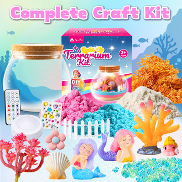 Vigorfun Mermaid Terrarium Kit For Kids - Creative Led Night Light Gifts For Girls Birthday Age 3+, Diy Arts & Crafts Light Up K