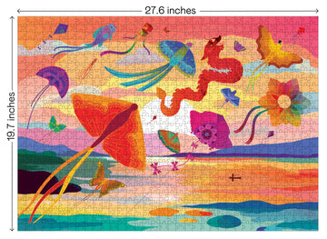Elena Essex Puzzles For Adults 1000 Pieces - Kites At Dusk | Jigsaw Puzzles | 1000 Piece Puzzle | Colourful Sunset Landscape Puzzle | Puzzles Size 20X28 Inches