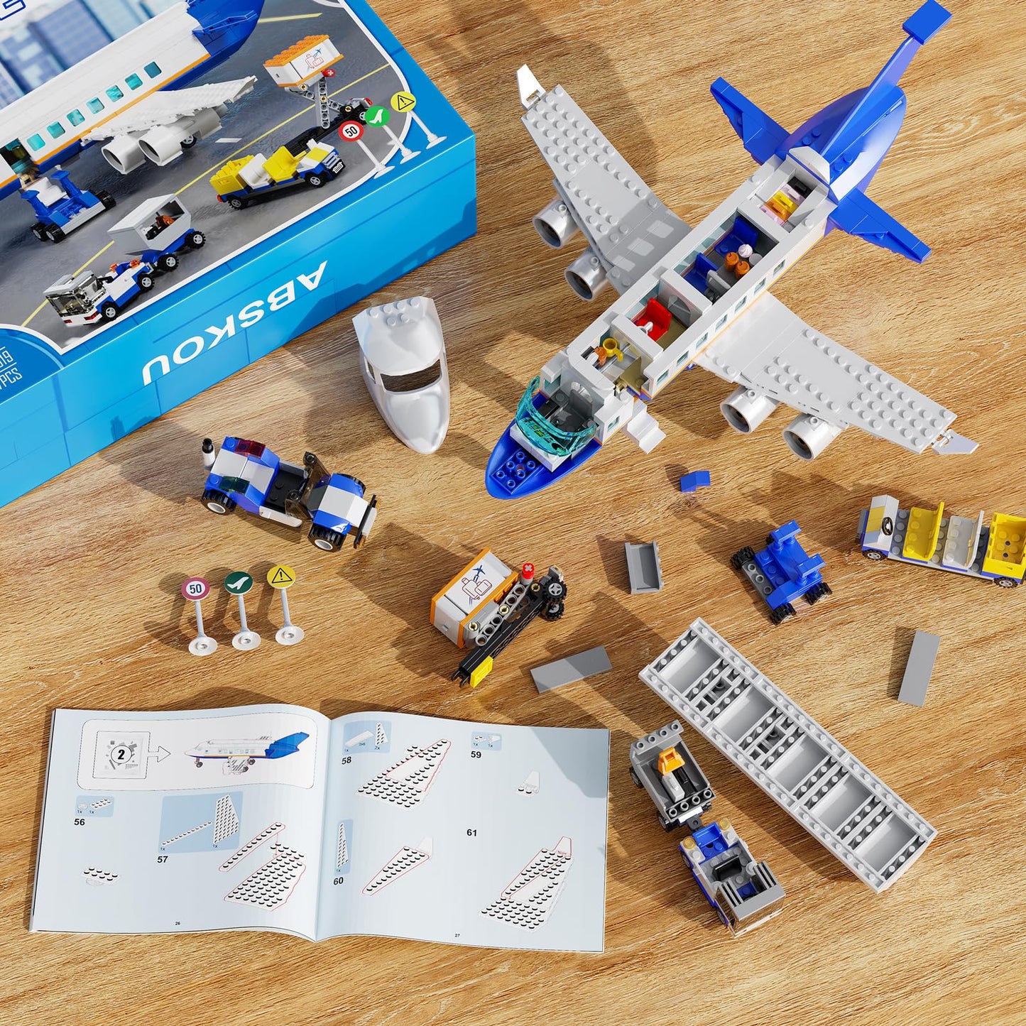 City Passenger Airplane Building Set, Compatible With Lego Plane Blocks Toy, With Plane Trailer, Luggage Truck, Fun Airport Idea